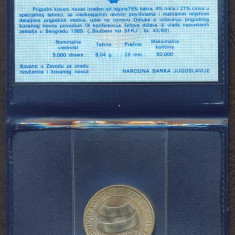 IUGOSLAVIA █ COMEMORATIV MONEDE IN FOLDER █ 5000 Dinara █ 1989 █ KM-136 █ UNC