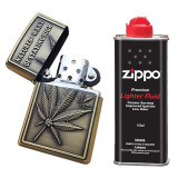 Bricheta tip zippo, 3D relief, metalica, stay high, lichid zippo 125 ml