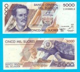 Ecuador (p#128) 5.000 Sucres 1999 UNC &#039;Galapagos&#039; serie: AO 0696668xx