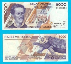 Ecuador (p#128) 5.000 Sucres 1999 UNC &#039;Galapagos&#039; serie: AO 0696668xx