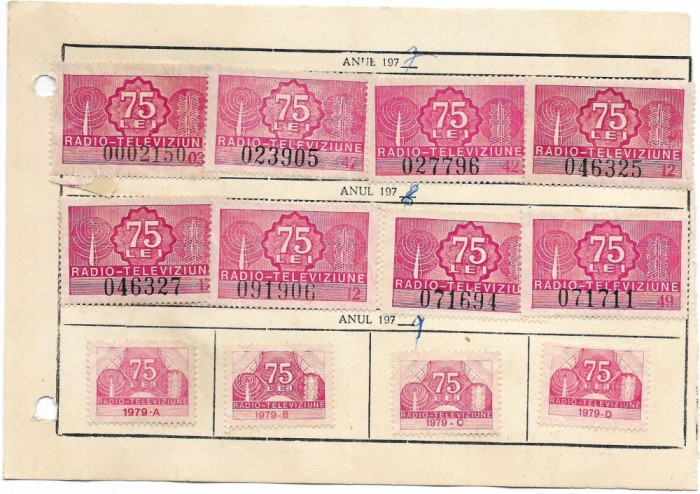 Timbre radio-televiziune, 1977-1979 - neobliterate (12 buc.)