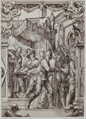 Patimile lui Hristos, Pilat isi spala mainile, dupa Holbein// gravura A. Quantin foto