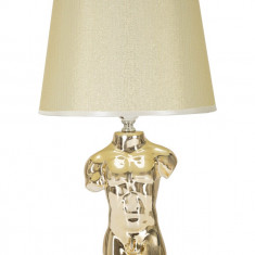 Lampa de masa, Glam Man, Mauro Ferretti, 1 x E27, 40W, 25 x 25 x 42.5 cm, ceramica/fier/textil, auriu