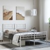 Cadru Pat Metalic vidaXL Alb 135x190 cm cu Tăblie, Spațiu Depozitare, Suport Saltea