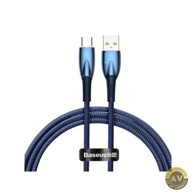 Cablu Date si Incarcare USB-A - USB-C Baseus Glimmer Series 100W 1m Albastru foto