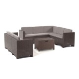 Set mobilier gradina coltar City Big 8 persoane, ratan sintetic maro