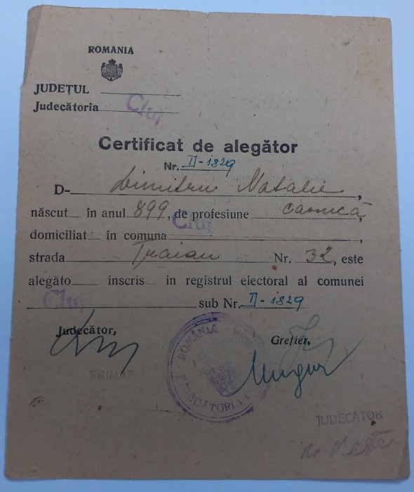 Certificat de alegator, Cluj