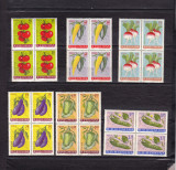 ROMANIA 1963 LP 556 CULTURA LEGUMELOR TIMPURII BLOCURI DE 4 TIMBRE MNH