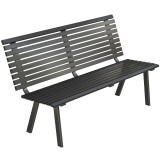 Outsunny Bancă de grădină 3 locuri, rezistentă la intemperii, metal, bancă pentru exterior cu șezut lat, design cu lamele, p&acirc;nă la 240 kg 154 x 68 x 8