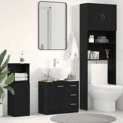 vidaXL Dulap pentru chiuvetă Stejar negru 63x30x54 cm Lemn prelucrat foto