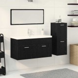 Set Mobilier Baie 4 Piese Stejar Negru Lemn Prelucrat