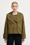 Sisley jachetă de bumbac culoarea verde, de tranzitie, oversize, 227YLN05Q