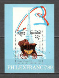 Cambodgea.1989 Expozitia filatelica PHILEXFRANCE:Trasuri-Bl. MC.725