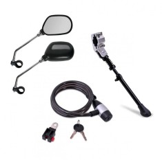 Accesorii pentru bicicleta format din doua oglinzi retrovizoare, Antifurt, Cric metalic, 3 buc