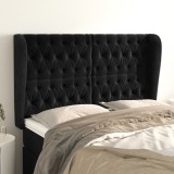 VidaXL Tăblie de pat cu aripioare, negru, 147x23x118/128 cm, catifea 3118342