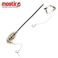 Montura Mostiro Arc cu Tija, Plumb Lateral, Fir Textil si Fir de Par, 2 Carlige Nr.4