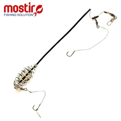 Montura Mostiro Arc cu Tija, Plumb Lateral, Fir Textil si Fir de Par, 2 Carlige Nr.4 foto