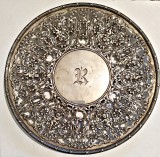 FRUCTIERA DECORATIVA BOGAT ORNAMENTATA ARGINT 925/1000 462 GR. DIAMETRU 29,3 CM, Fructiere