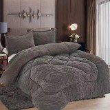 Cumpara ieftin Lenjerie De Pat Soft Dream Alvero Co021, Microfibra Plusata, 3 Piese, Fara Elastic, Gri