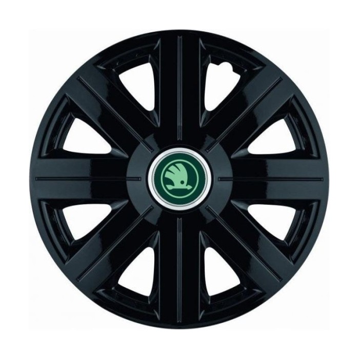 Set 4 Capace Roti Autohelix MSA&reg; potrivite jantelor de 14 inch, pentru Skoda Verde model Cosmos Black