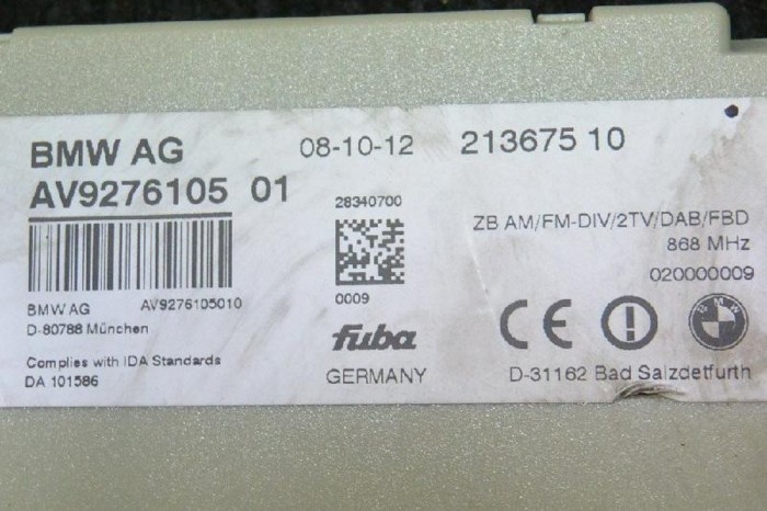 Amplificator de antena BMW 6 Cabrio F12 2012 OEM: 927610521367510 1598203