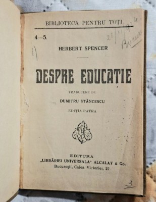 Despre educatie - Herbert Spencer BPT 4 - 5 foto