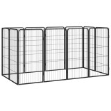 Cumpara ieftin Tarc caini 12 panouri negru 50x100 cm otel vopsit electrostatic