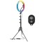 Lampa circulara LED 26 cm diametru,RGB, trepied reglabil 200 cm, telecomanda bluetooth inclusa