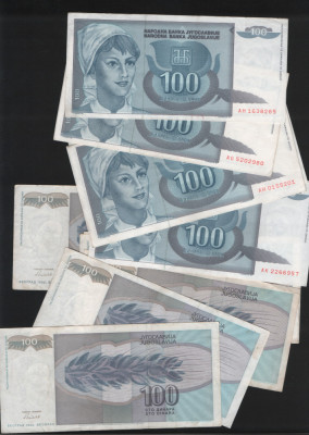 Iugoslavia Yugoslavia 100 dinara dinari 1992 F-VF pret pe bucata foto