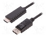 Cablu DisplayPort - HDMI, DisplayPort mufa, HDMI mufa, 1m, negru, QOLTEC - 50435