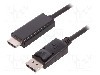 Cablu DisplayPort - HDMI, DisplayPort mufa, HDMI mufa, 1m, negru, QOLTEC - 50435 foto