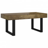 Masuta de cafea, maro inchis &amp; negru, 90x45x40 cm, MDF si fier