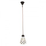 Cumpara ieftin Lustra din fier negru si sticla alba Tiffany 15x115 cm