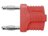 Conector banană 4mm roșie 12A 33VAC 70VDC punte stacabilă