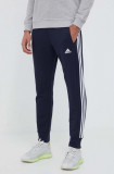 Adidas pantaloni de trening din bumbac culoarea albastru marin, cu imprimeu