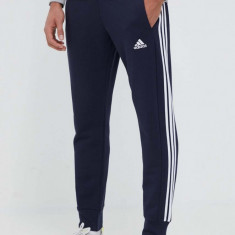 adidas pantaloni de trening din bumbac culoarea albastru marin, cu imprimeu