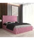 Pat Tapitat Toma Roz + Saltea Lux Ortopedica 180x200cm