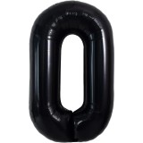Balon folie metalizata litera o, flippy, 40 cm, umflati cu heliu sau aer, ambalaj individual, pai inclus, negru