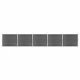 VidaXL Set panouri gard, 872x146 cm, negru, WPC