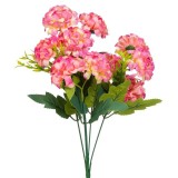 Buchet decorativ artificial cu flori hortensie,roz,plastic,37 cm, Oem