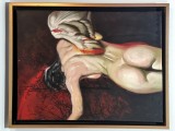 Tablou pictat manual ulei pe panza Pictura Femeie Nud, tablou silueta feminina, Realism