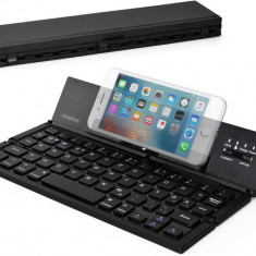 Tastatura Pliabila Super Slim Exaltus®, Portabila cu Suport pentru Tablete si Telefoane, conectivitate Bluetooth, Compatibila cu Android / iOS / Windo