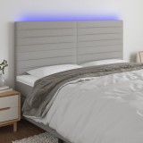 Cumpara ieftin Tăblie de pat cu LED, gri deschis, 180x5x118/128 cm, textil