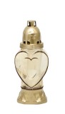Candela funerara Heart din sticla aurie, 28 ore, 25,5 cm