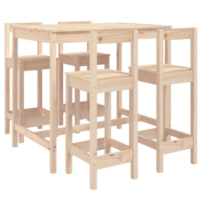 Set mobilier de bar pentru gradina, 5 piese, lemn masiv de pin foto