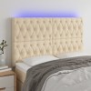 VidaXL Tăblie de pat cu LED, crem, 160x7x118/128 cm, textil 3122771