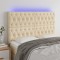 vidaXL Tăblie de pat cu LED, crem, 160x7x118/128 cm, textil 3122771