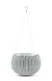 CURVER. Ghiveci mic suspendat imitatie impletitura crosetata gri COZIES S