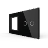 Cumpara ieftin Panou din sticla pentru priza simpla si &icirc;ntrerupator dublu touch Livolo, negru