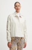 adidas geaca Camo femei, culoarea bej, de tranzitie, IY1690